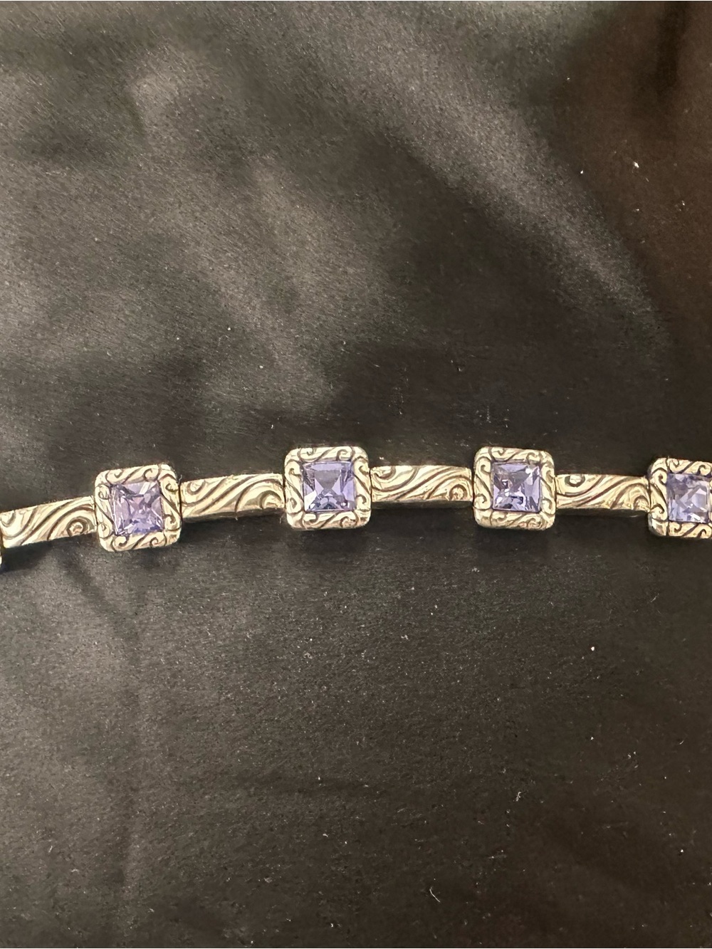 Brighton Silver-Tone Bracelet with Lavender Square Stones
